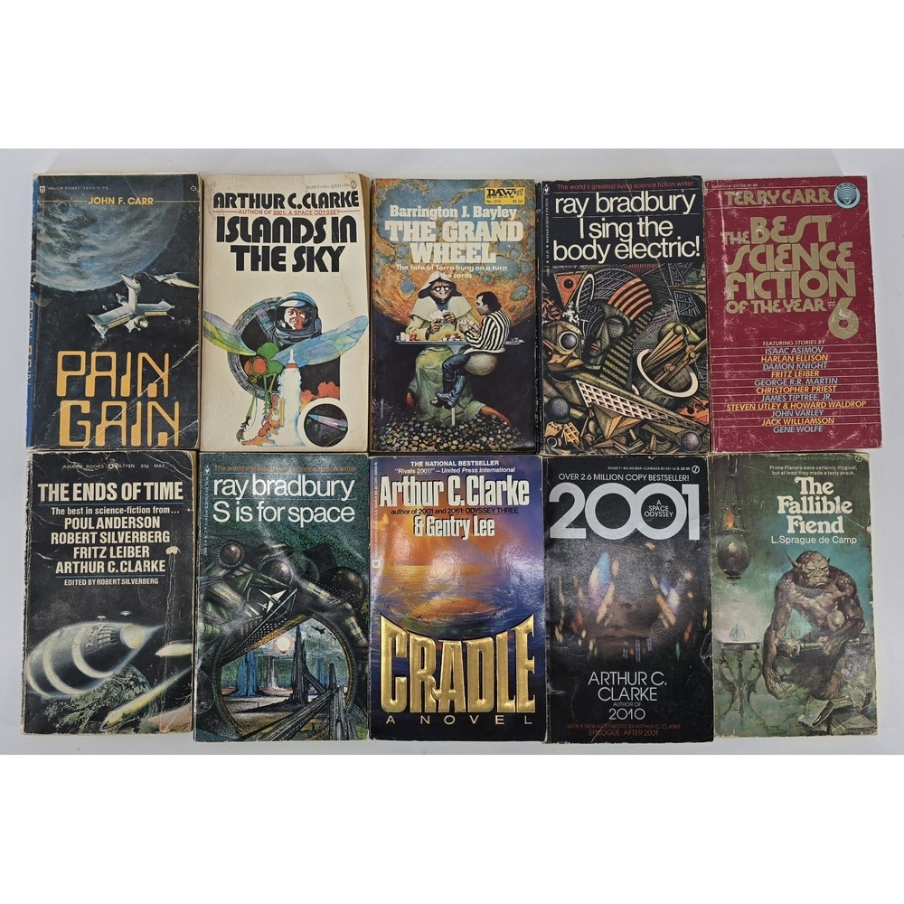 Lot of 10 Vintage Sci-Fi Books Paperback Novels Stories 80s Various Authors